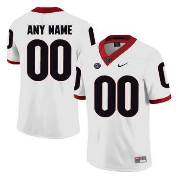 Men%27s Georgia Bulldogs White Customized College Football Jersey->customized ncaa jersey->Custom Jersey